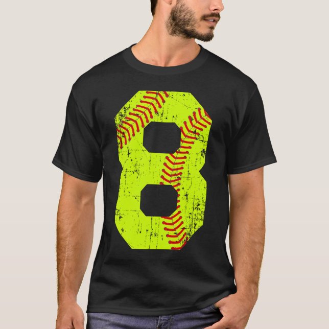Softball 8 Jersey-nummer T Shirt (Framsida)