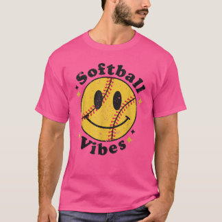 Softball Älskare Fläkt Smiling Ansikte Costume Lyc T Shirt