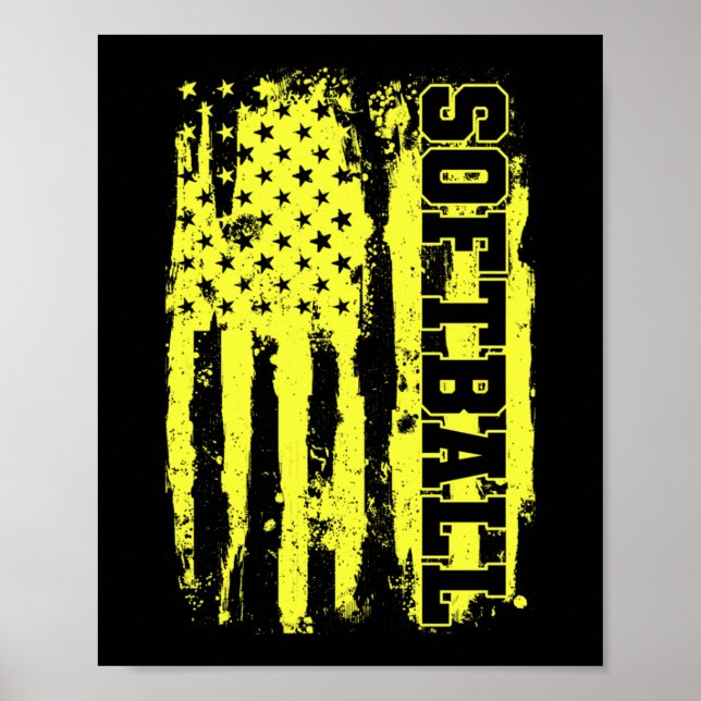 Softball American Flag Softball Player Poster (Framsidan)