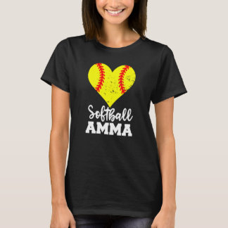 Softball Amma Softball Heart Grandma Amma T Shirt