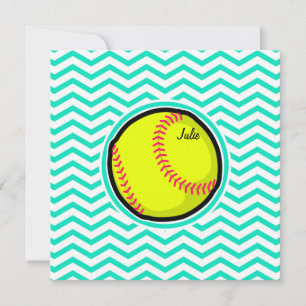 Softball; Aqua Grönt Chevron Inbjudningar