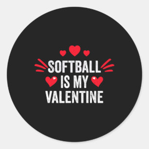 Softball är min valentinspresent till henne Rolig Runt Klistermärke