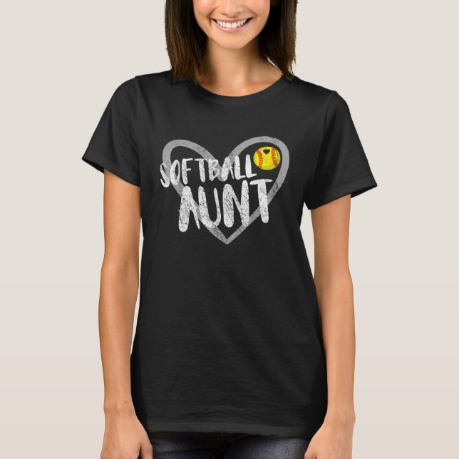Softball Aunt Heart T Shirt (Framsida)