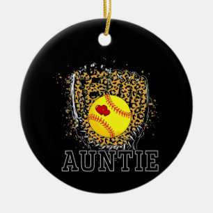 Softball Auntie Leopard Game Day Moster Mor Julgransprydnad Keramik