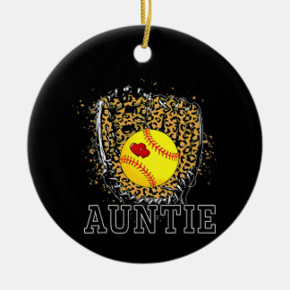 Softball Auntie Leopard Game Day Moster Mor Julgransprydnad Keramik