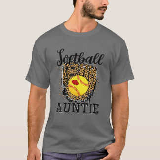 Softball Auntie Leopard Game Day Moster Mor Softb T Shirt