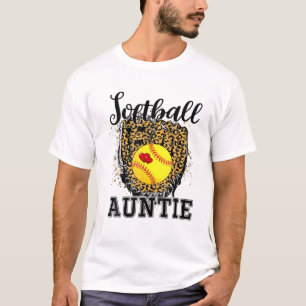 Softball Auntie Leopard Game Day Moster Mor Softb T Shirt