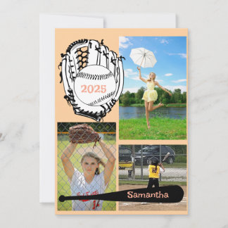 Softball/Baseball 3 Photo Collage Peach Meddelande