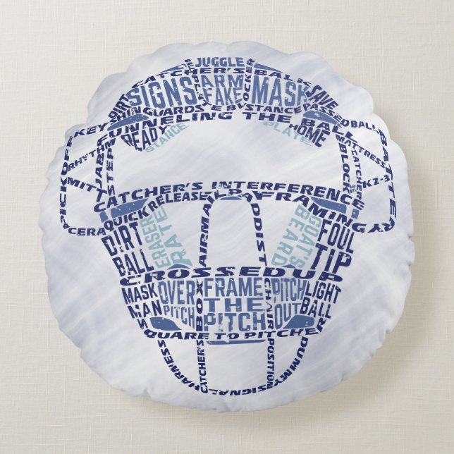 Softball Baseball Catcher Mask Pillow Rund Kudde (Framsidan)
