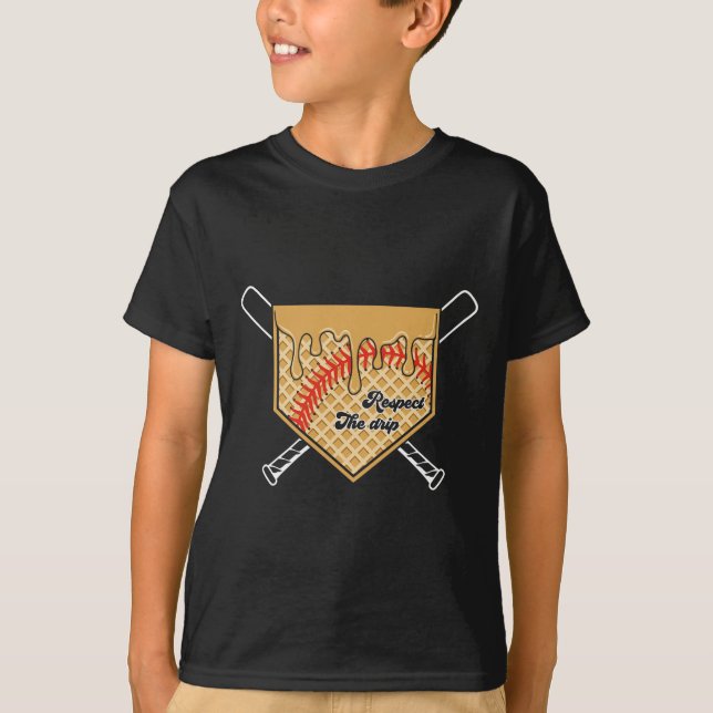 Softball Baseball Drip Boys Ice Cream Drivning Ung T Shirt (Framsida)