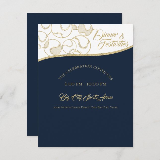 Softball Baseball Guld Firande Inbjudningar (Fram/baksida)