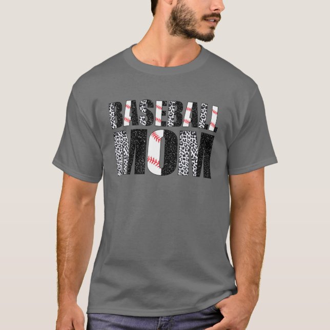 Softball Baseball Mamma Leopard Tee Mors dag (Framsida)