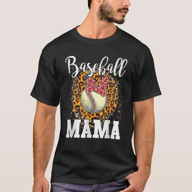 Softball Baseball Mamma Leopard Teeball Mamma Gift T Shirt (Framsida)