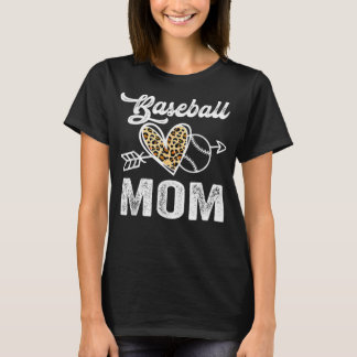 Softball Baseball Mamma Leopard Women Mors dag 2 T Shirt