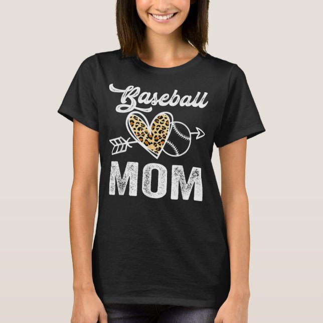 Softball Baseball Mamma Leopard Women Mors dag 2 T Shirt (Framsida)