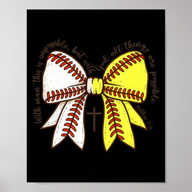 Softball Baseball Mom Bow Christian With Man This  Poster (Framsidan)