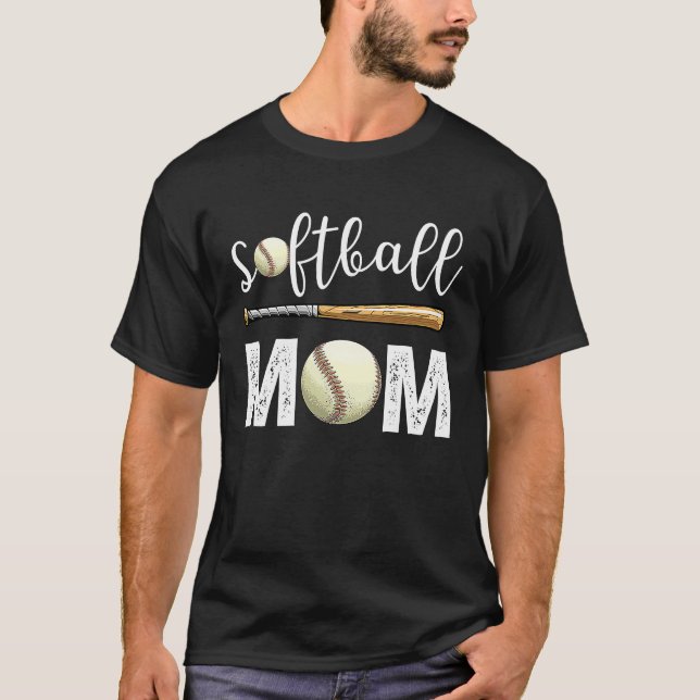 Softball Baseball Mom coll Mother's Day Softball T Shirt (Framsida)