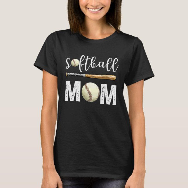 Softball Baseball Mom coll Mother's Day Softball T Shirt (Framsida)