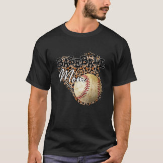Softball Baseball Mom Leopard Mother's Day T Shirt