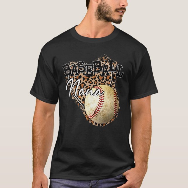 Softball Baseball Nana Leopard Mors dag T Shirt (Framsida)