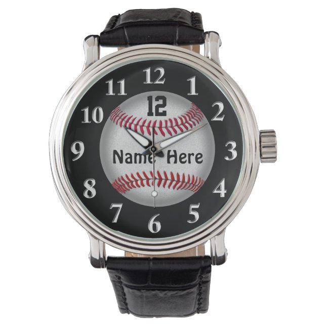 Softball Baseball Watches, ditt namn och nummer Armbandsur (Framsida)
