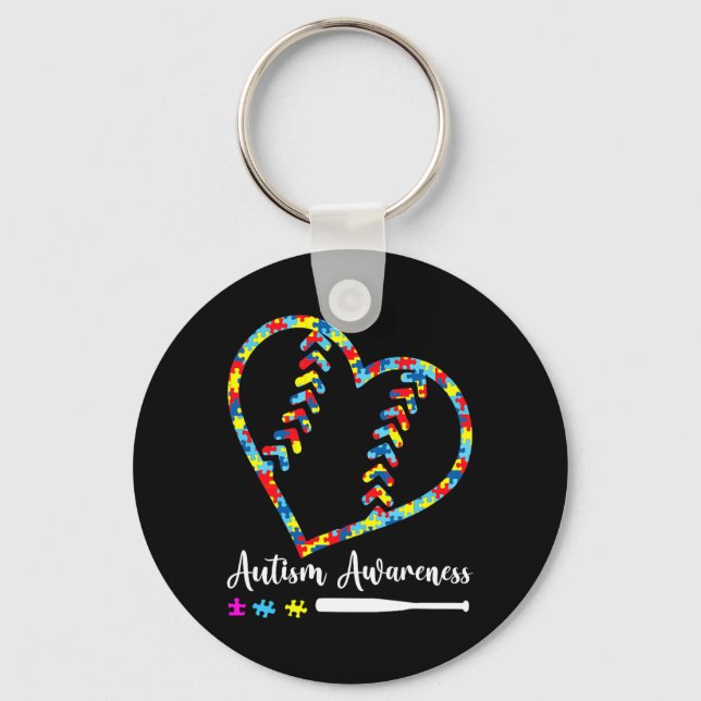 Softball Baseboll Autism Medvetenhet Premium Nyckelring (Framsida)