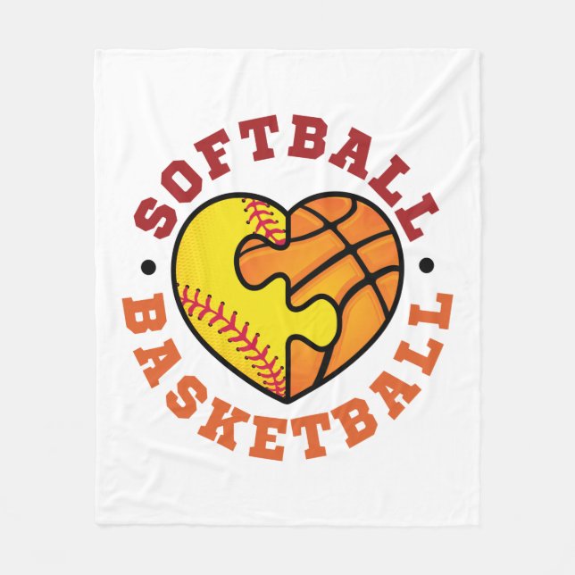 Softball Basketball Heart Fleecefilt (Framsidan)