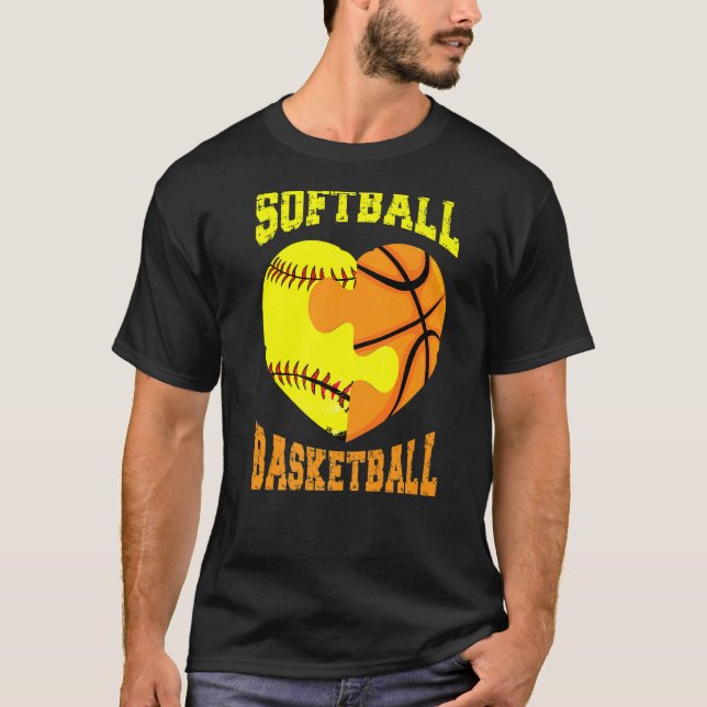 Softball Basketball Sports  Heart Activity Hobby F T Shirt (Framsida)