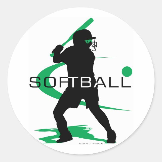 Softball - Batter Runt Klistermärke (Framsida)