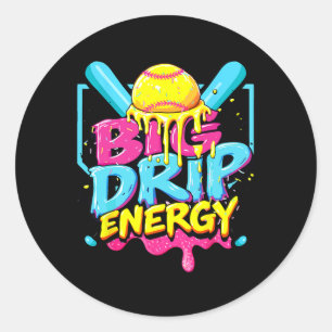 Softball Big Drip Energy Girls Ice Cream - droppar Runt Klistermärke