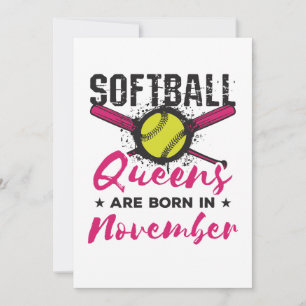 Softball Birthday November Kvinnor Dam Girls Julkort