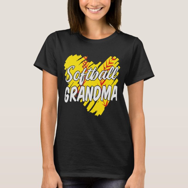 Softball Boll Heart Grandma Mors dag Cute T Shirt (Framsida)