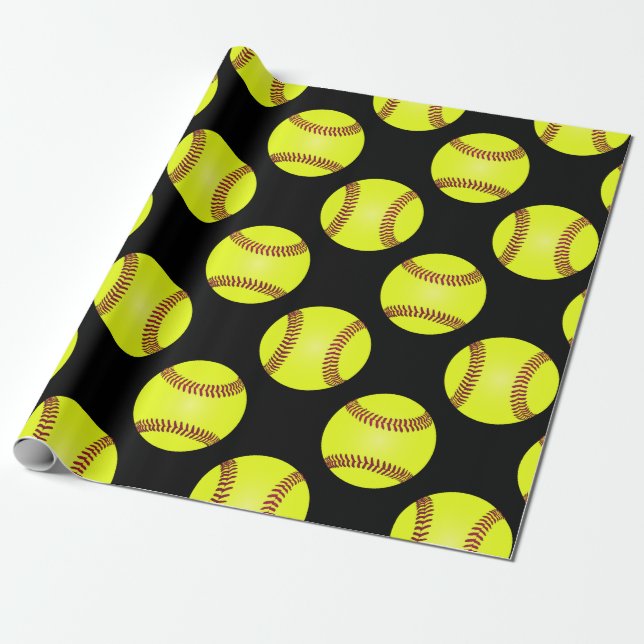 Softball Boll Player Mönster Presentpapper (Utrullad)