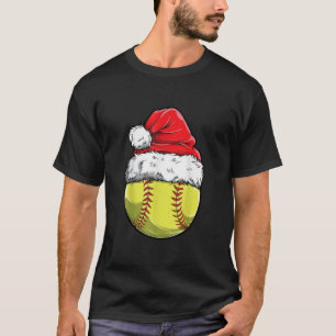 Softball Boll Santa Girls Funny Julafton Hat T Shirt