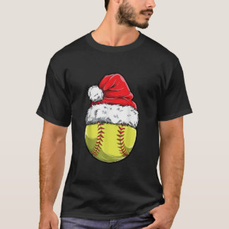 Softball Boll Santa Girls Funny Julafton Hat T Shirt
