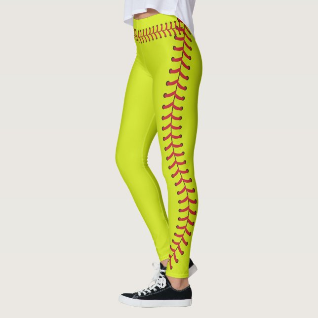 Softball boll Seam Stitches Mönster Leggings (Vänster)
