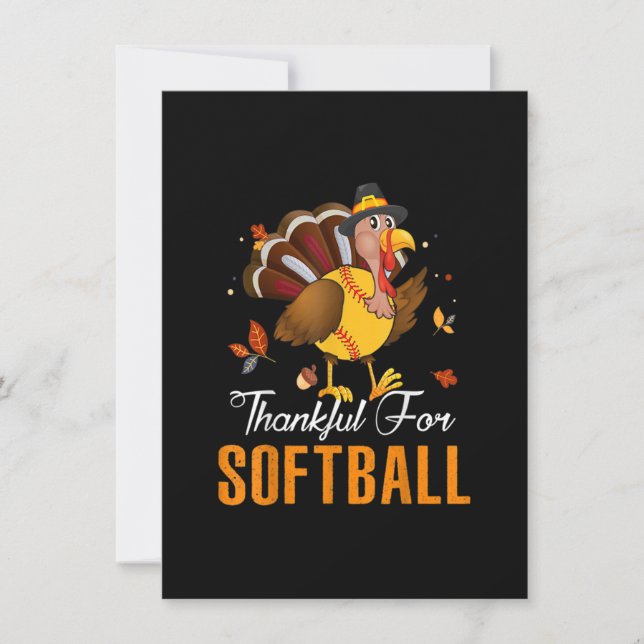 Softball Boll Turkiet Thanksgiving Day Funny Sport Inbjudningar (Framsida)
