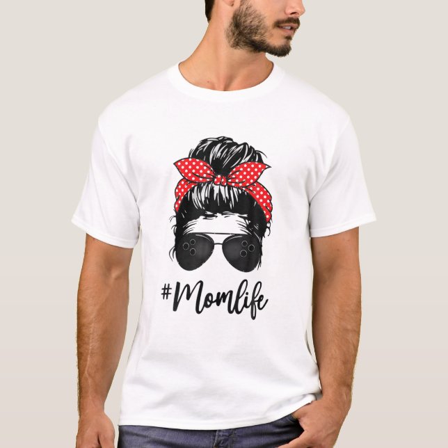 Softball Bowling Mors dag Messy Bun Bleached T Shirt (Framsida)