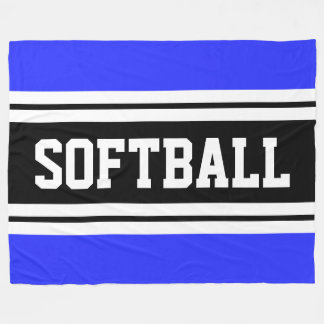 SOFTBALL Bright Blue Black White Tävla Rand Fleecefilt