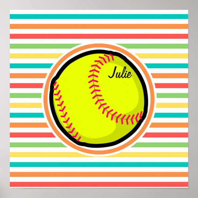 Softball; Bright Rainbow Rand Poster (Framsidan)