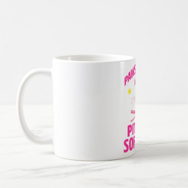 Softball Cat Lover Pitcher Softball Catcher Fladde Kaffemugg (Vänster)