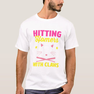 Softball Cat Lover Pitcher Softball Catcher Fladde T Shirt