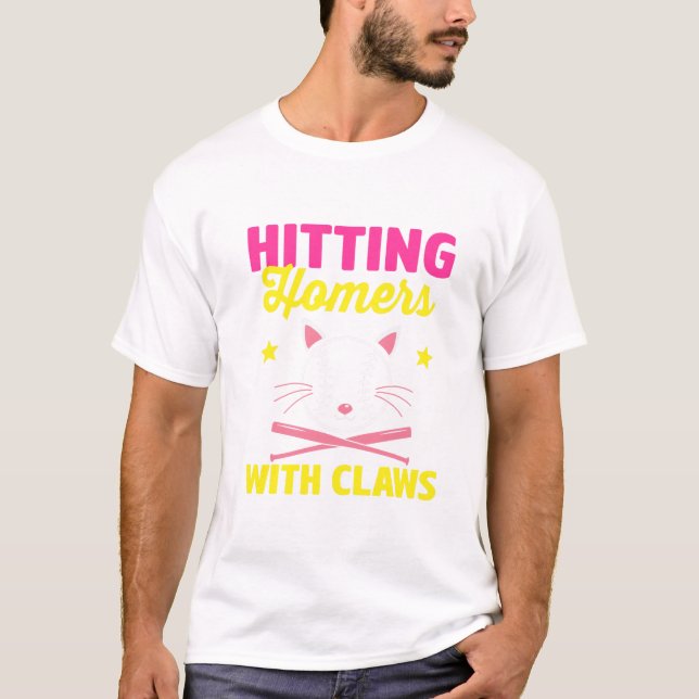 Softball Cat Lover Pitcher Softball Catcher Fladde T Shirt (Framsida)