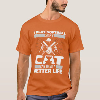 Softball Cat retro T Shirt