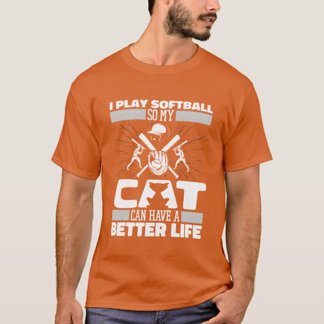 Softball Cat retro T Shirt (Framsida)