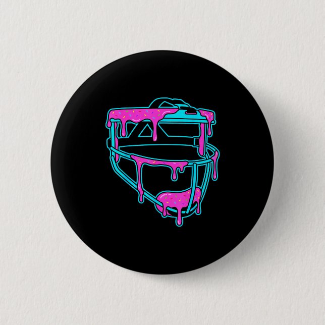 Softball Catcher Drip Ice Cream Mask Sprinkles Gam Knapp (Framsida)