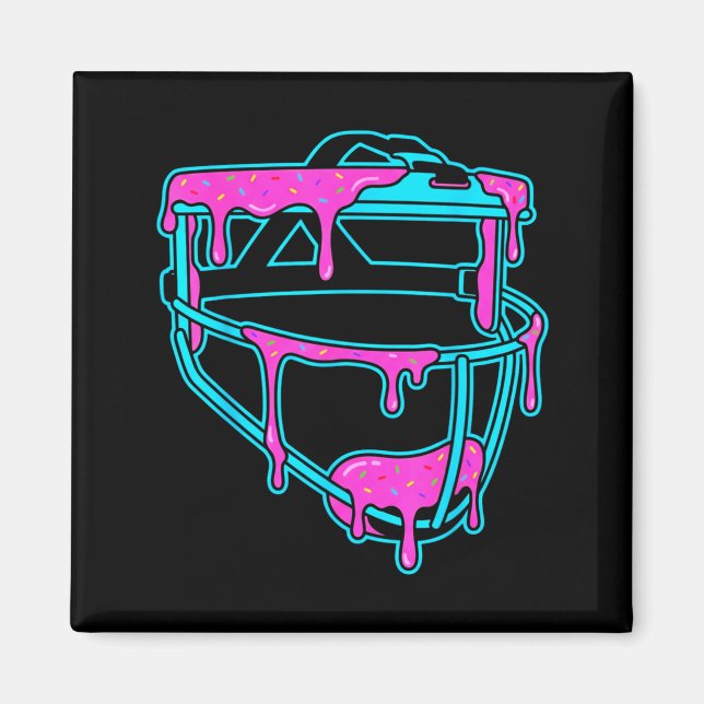 Softball Catcher Drip Ice Cream Mask Sprinkles Gam Magnet (Framsidan)