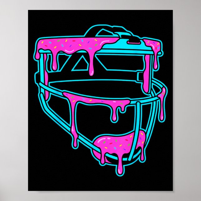 Softball Catcher Drip Ice Cream Mask Sprinkles Gam Poster (Framsidan)