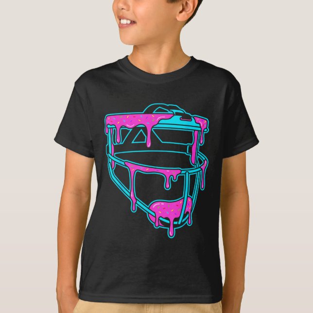 Softball Catcher Drip Ice Cream Mask Sprinkles Gam T Shirt (Framsida)