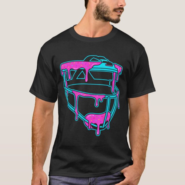Softball Catcher Drip Ice Cream Mask Sprinkles Gam T Shirt (Framsida)